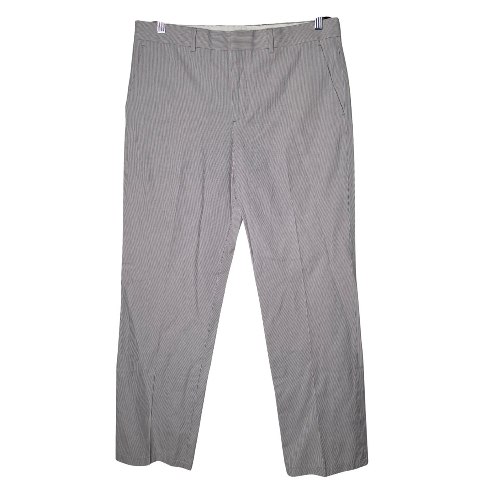 Express Pants Mens 34/32 Grey Producer Straight Leg Seersucker Stripe Cotton